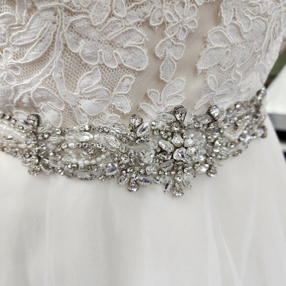 Demetrios 1479 Size 10 Ivory/Champagne Tulle/Lace Ballgown Bridal/Wedding Gown - Picture 5 of 8